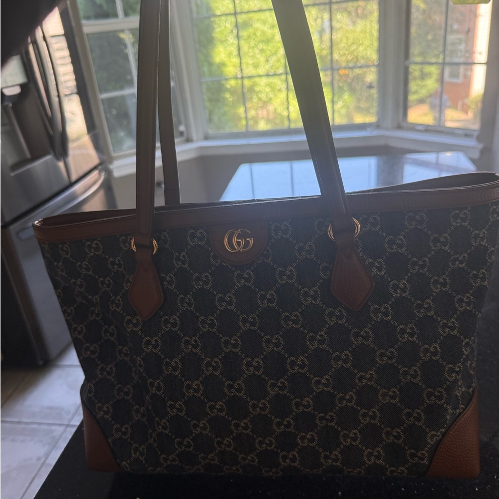Gucci Black and Brown Monogram Tote Bag